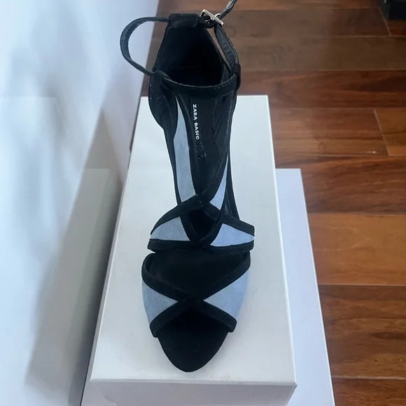Zara Black and Blue Strappy Heels - Picture 6 of 8